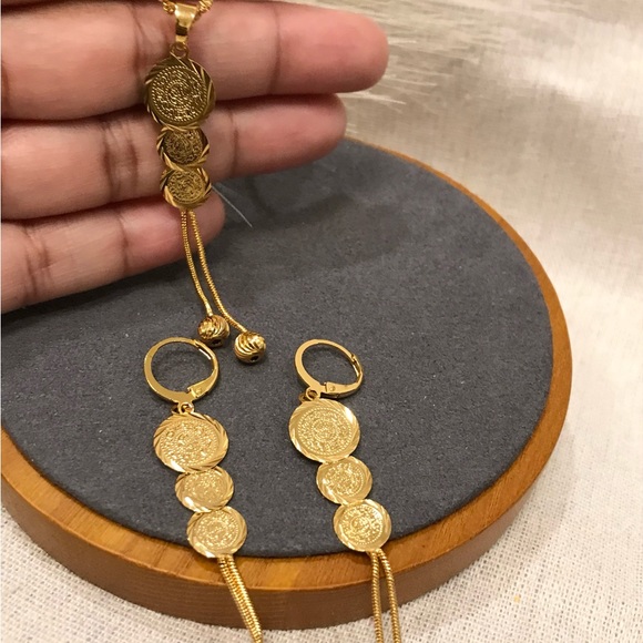 New-Lira Jewelry,Coin Jewelry Set, 24k Dubai Gold Plated Jewelry, Muslim Jewelry - Picture 4 of 6